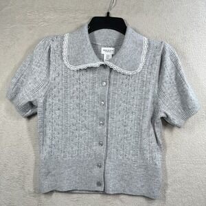 Song Of Style by Aimee Song Cardigan Gray Collared Women's M Preppy Feminine